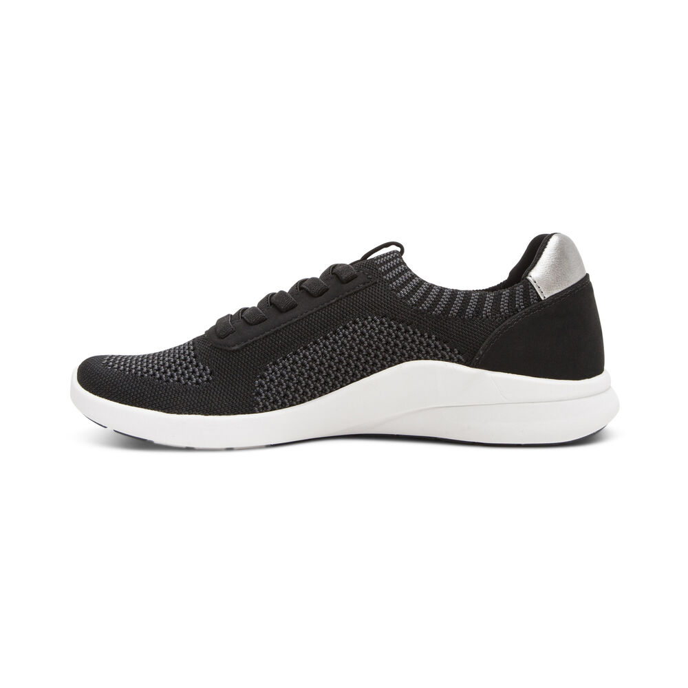 Aetrex Women's Teagan Arch Support Sneakers - Black | USA F8QZPVY